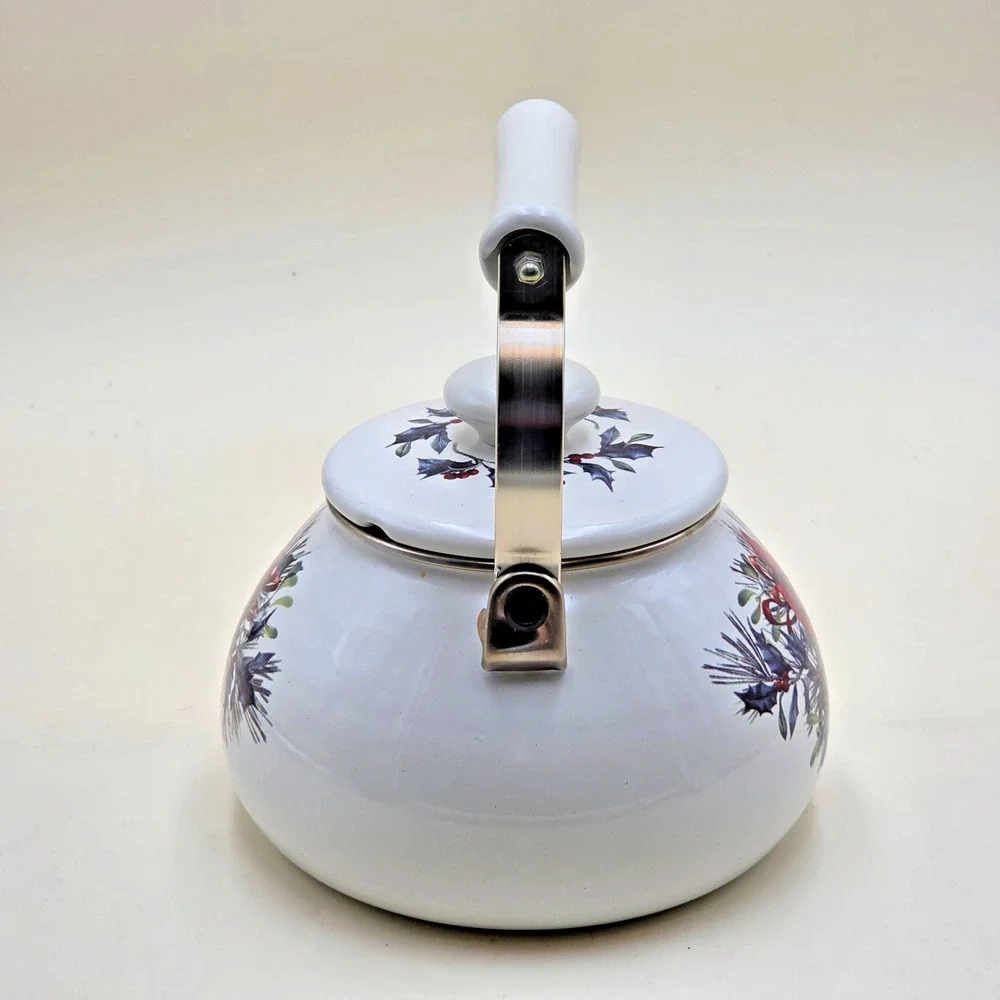 Lenox Winter Greetings Cardinal Enamel Tea Kettle 2.5 Qt Catherine McClung *RUST